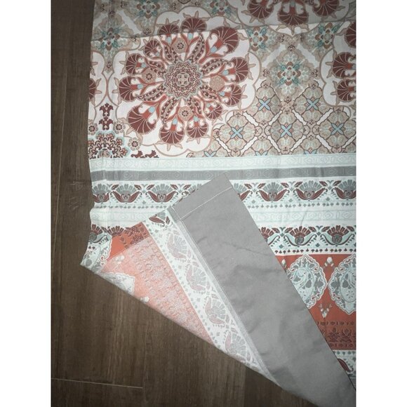 Curtains Set Of 4 Panels 49x82 Bohemian Pattern Coral Gray Teal Rod Pocket 2 Way - Picture 6 of 12